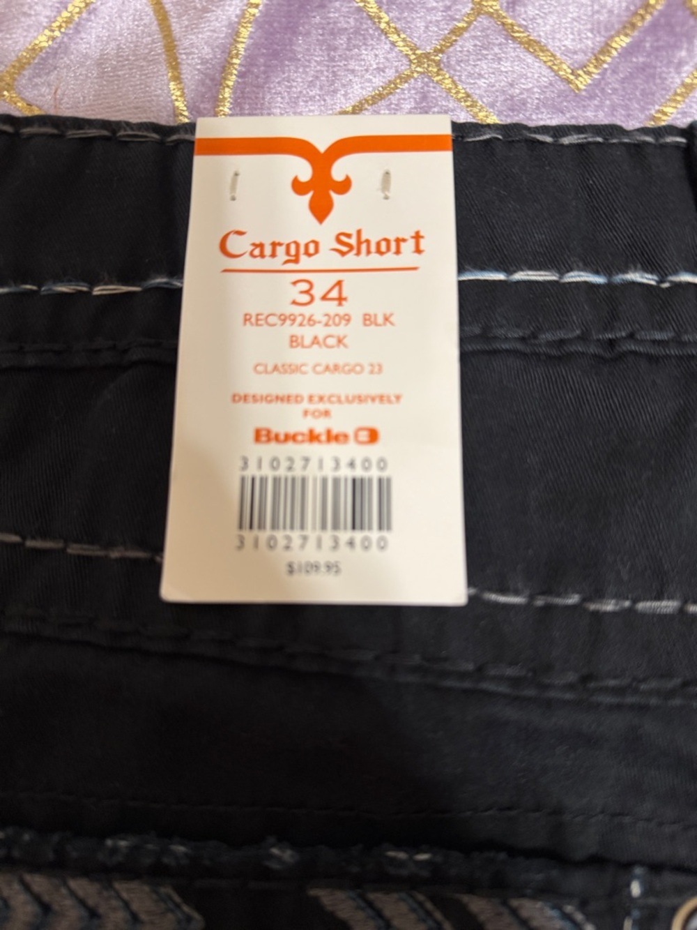 ๐ฅ NWT Rock Revival Black Men's Cargo Shorts with Contrast Stitching - Picture 5 of 13